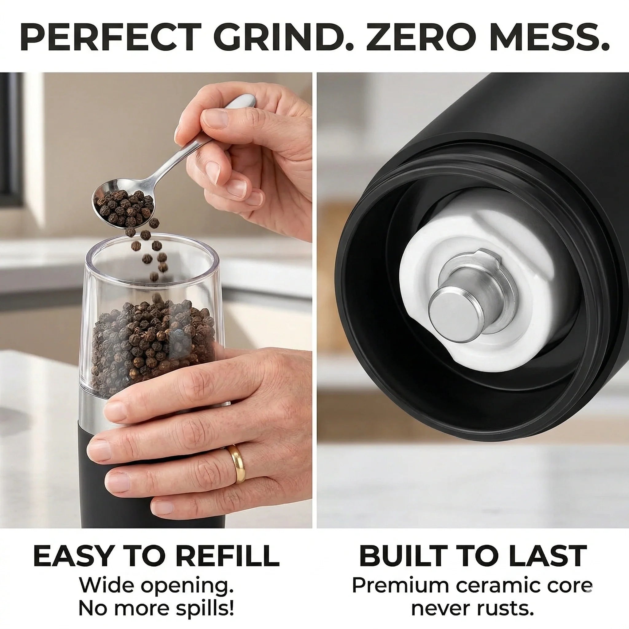 Last Day Sale!🔥 50% OFF Premium Gravity Salt & Pepper Grinder Set - Arthritis Friendly