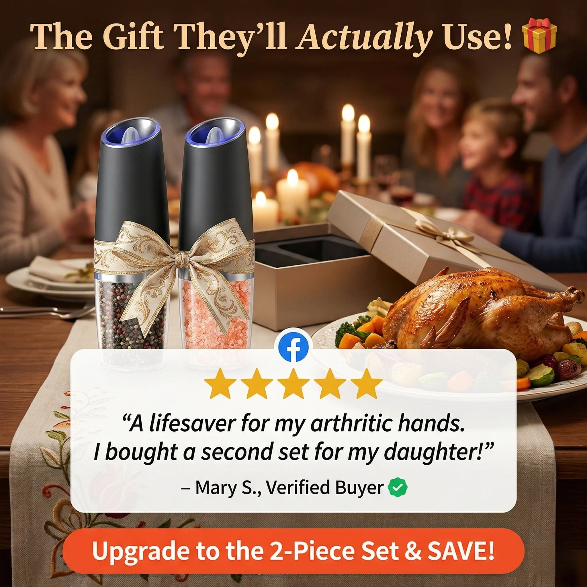 Last Day Sale!🔥 50% OFF Premium Gravity Salt & Pepper Grinder Set - Arthritis Friendly