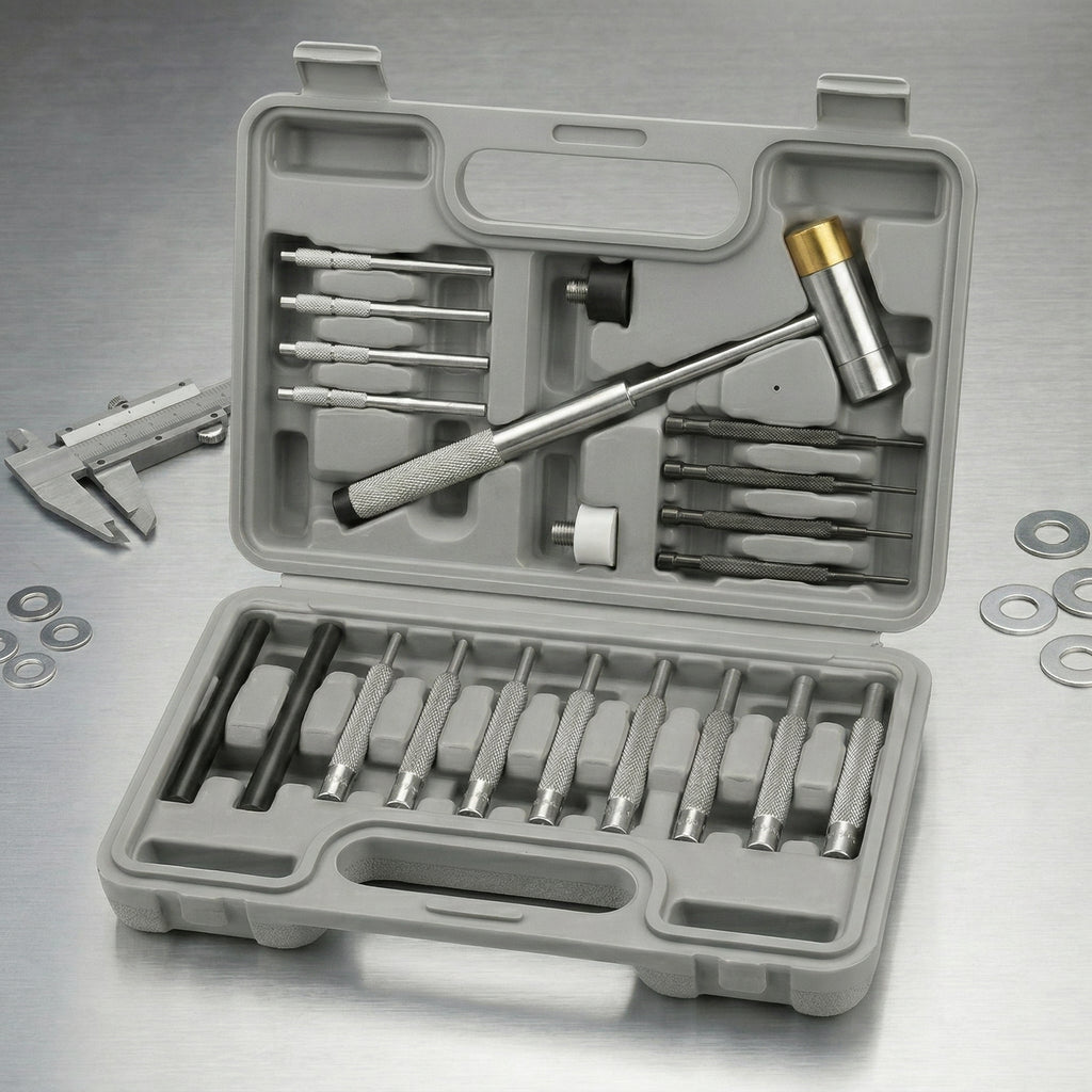 Precision Pin Punch and Small Hammer Set with Carry Case