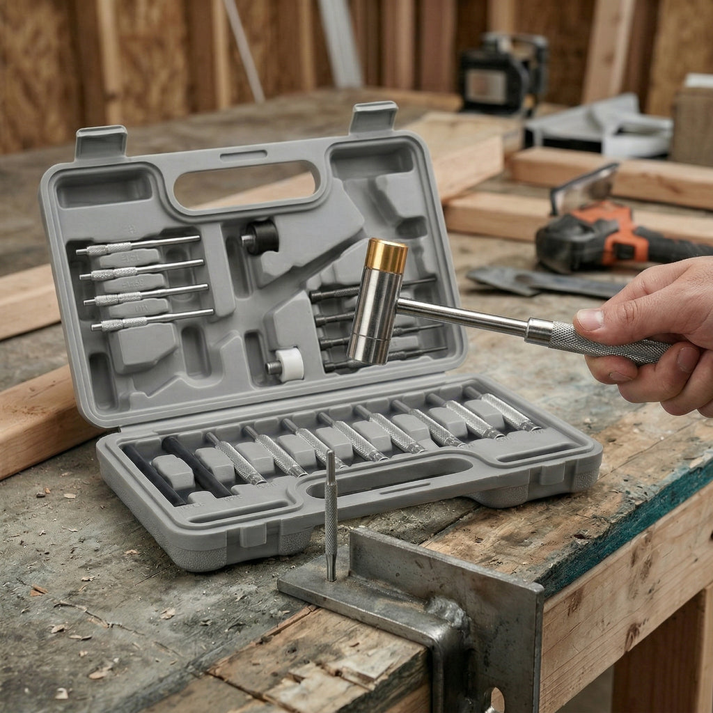 Precision Pin Punch and Small Hammer Set with Carry Case