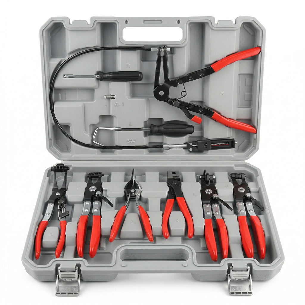 Multi-Piece Hose Clamp Pliers Tool Set with Carry Case