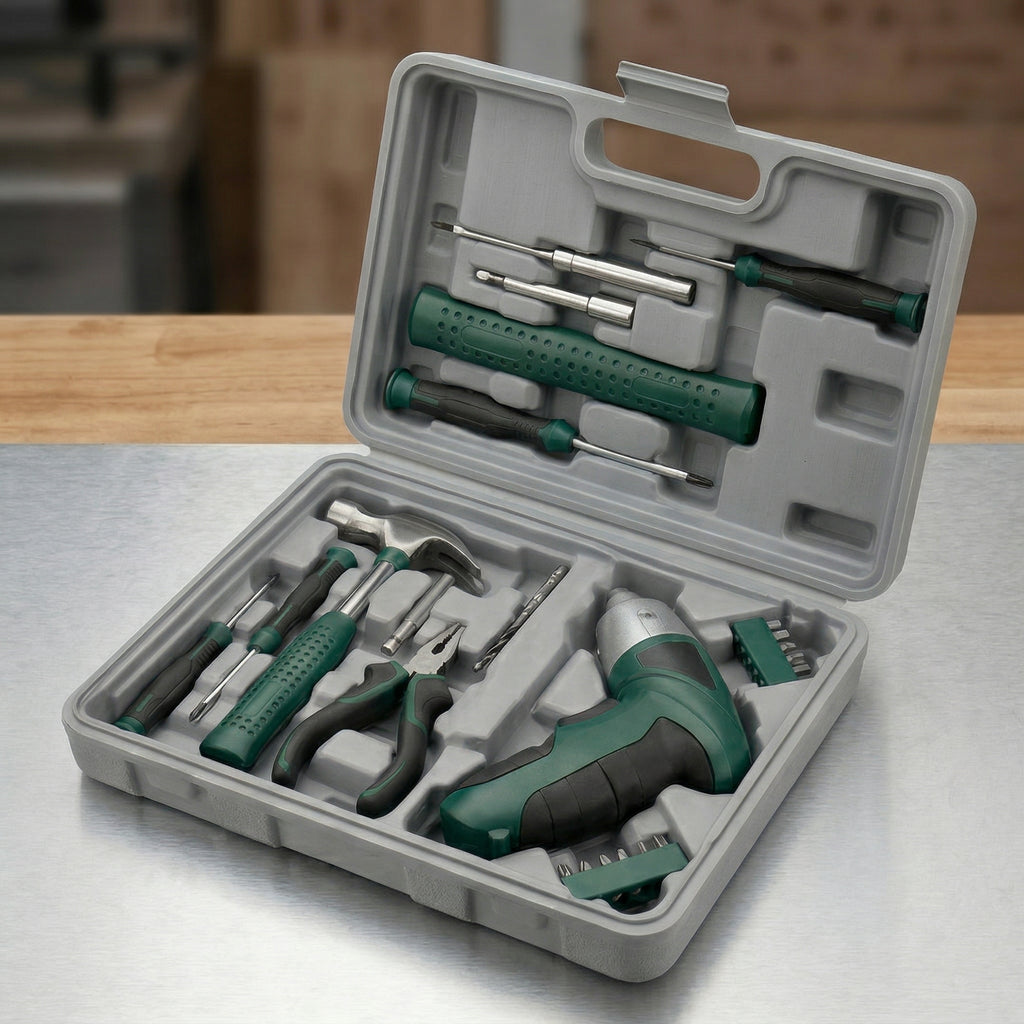 Compact Cordless Screwdriver Tool Kit with Carry Case
