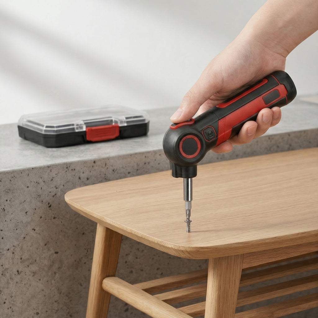 Compact Cordless Electric Screwdriver Set with Bits and Storage Case