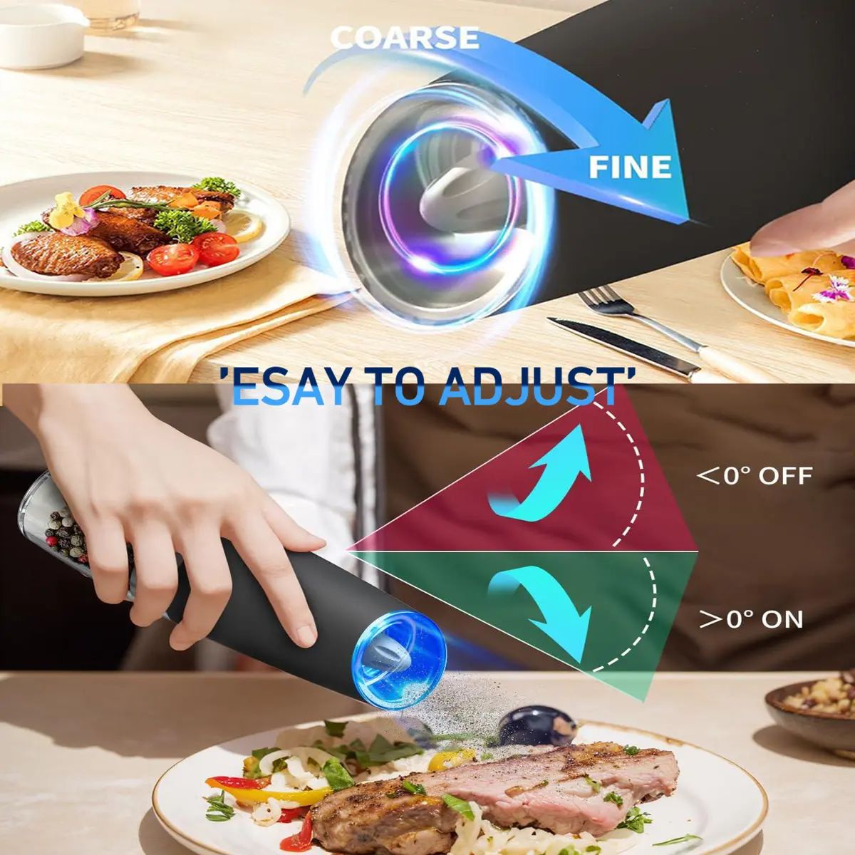 Last Day Sale!🔥 50% OFF Premium Gravity Salt & Pepper Grinder Set - Arthritis Friendly